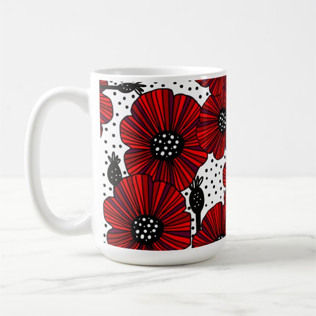 Mug Poppies de jardin et têtes de graines (Gauche)