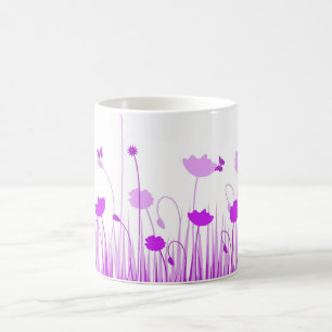Mug Poppies violettes et blanches minimalistes prègnen
