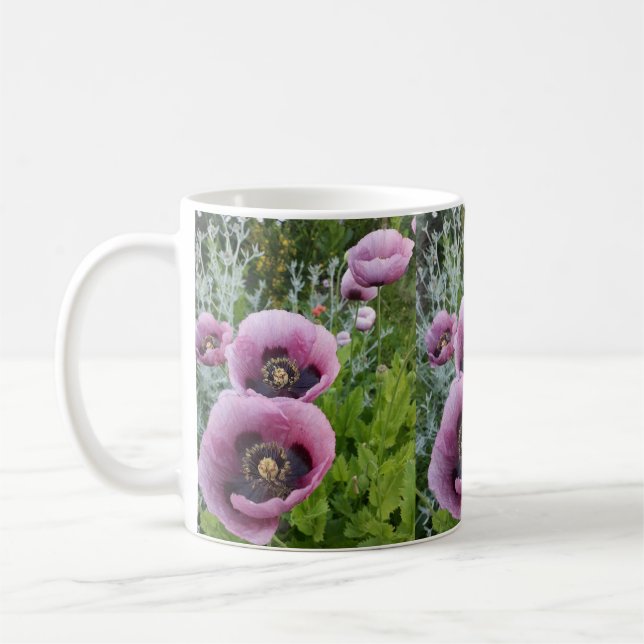 Mug Poppies violettes roses Fleur violet mauve mauve (Gauche)