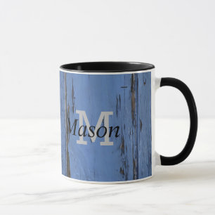 Mug Populaire Rustique Bois Manly Custom Blue