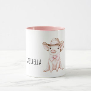 Mug Porc de la ferme au nœud rose