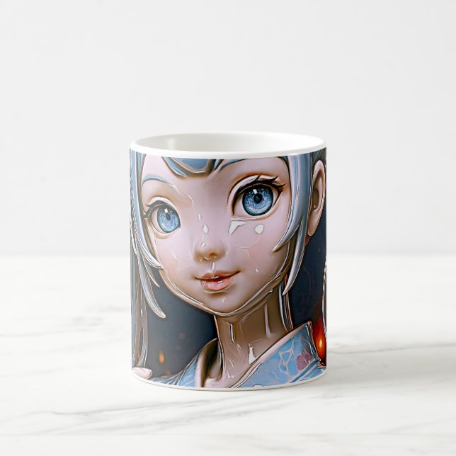Mug Porcelain Anime Girl Under Lantern Lights (Centre)