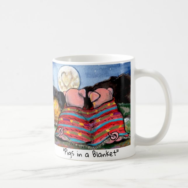 Mug Porcs dans une couverture Romantique Lune de nuit  (Droite)