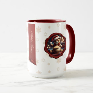 Mug Porridge en teddy de Noël Bannière personnalisée B