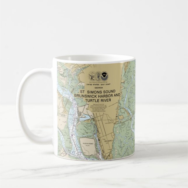 Mug Port de St Simons Sound Brunswick et rivière Turtl (Gauche)