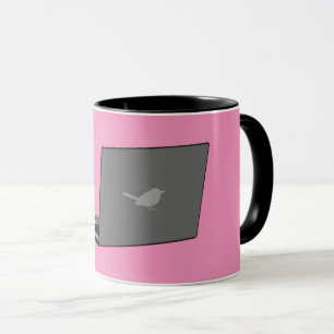 Mug Portable gris avec logo d'oiseau