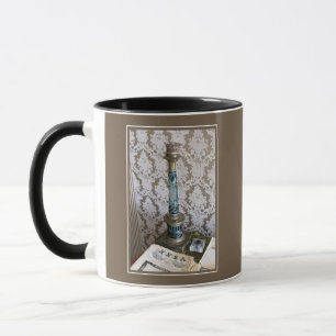 Mug Porte-bougie en verre bleu vintage