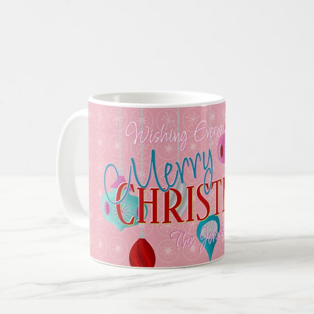 Mug Porte de Noël rose rétro (Devant gauche)