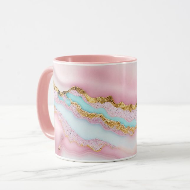 Mug Porte Marbre Populaire Blue Rose Collection Or (Devant gauche)
