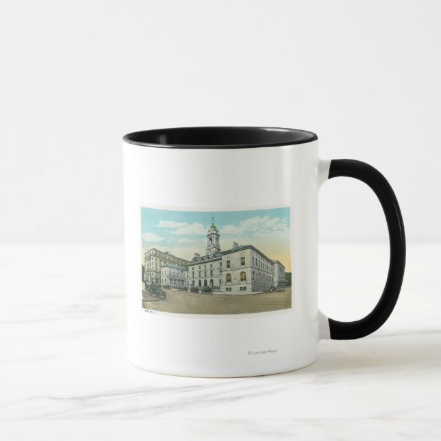 Mug Portland, MaineVue extérieure de l'hôtel de ville (Droite)