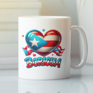 Mug Porto Rico Boricua Love Heart Flag