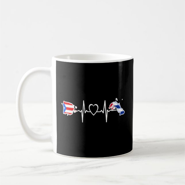Mug Porto Rico Cuba Drapeau Puerto Rico Cuba Hearbeat (Gauche)