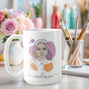 Mug portrait abstrait minimaliste personnalisé