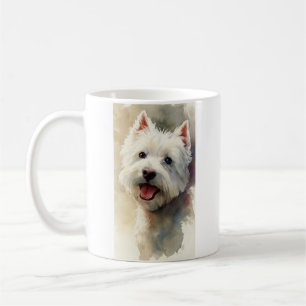 Mug Portrait aquarelle de chien Westie