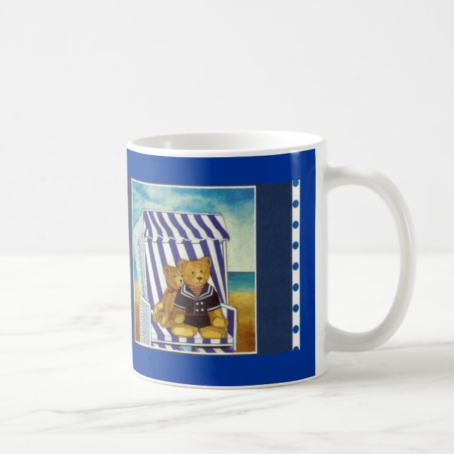 Mug Portrait de Becher Aquarell "Teddys dans le panier (Droite)