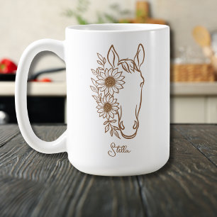 Mug Portrait de cheval au tournesol en ligne artistiqu