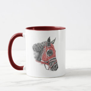Mug Portrait de cheval de course avec ses couleurs