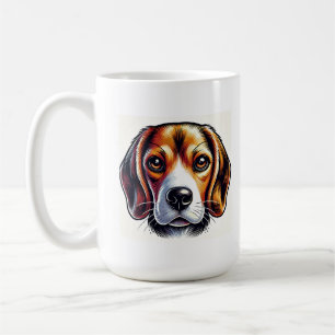 Mug Portrait de chien Beagle mignon avec des couleurs 