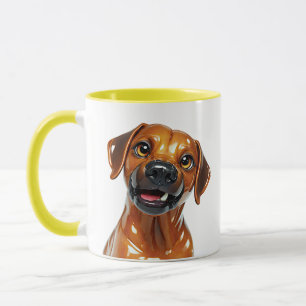 Mug Portrait de Chien Céramique Brillante Chiot Brun C