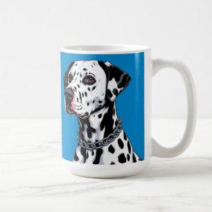 Mug Portrait de chien dalmate sur fond bleu