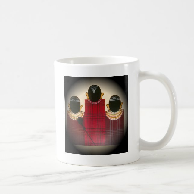 Mug Portrait de la famille Massai À damiers (Droite)
