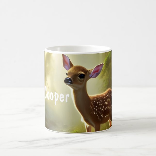 Mug Portrait de la faune de cerf de bébé personnalisé (Centre)