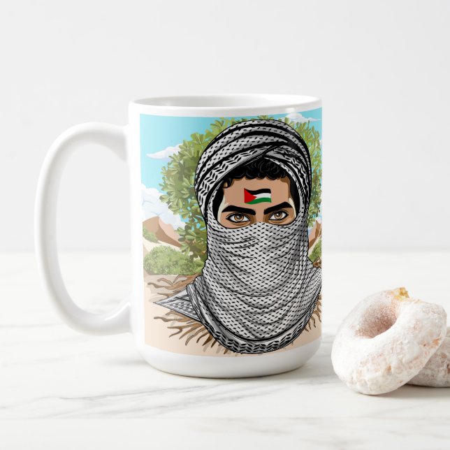 Mug Portrait de la Liberté palestinienne (Avec donut)
