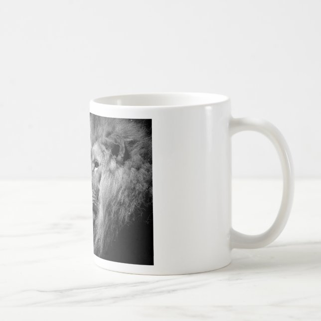 Mug Portrait de Lion noir blanc - Photographie d'anima (Droite)