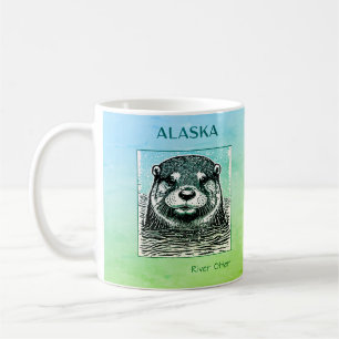 Mug Portrait de Otter de la rivière de l'Alaska - bleu