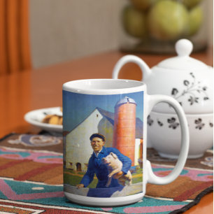 Mug Portrait d'un paysan N C Wyeth Americana Art 15oz