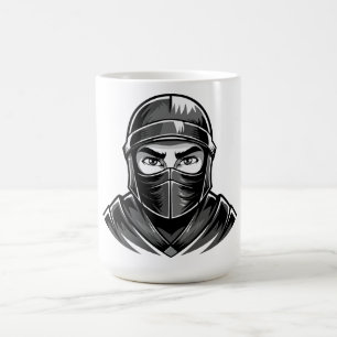 Mug Portrait en noir et blanc d'un guerrier ninja masc