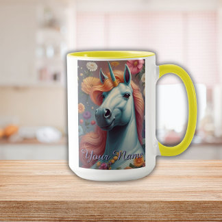 Mug Portrait personnalisé de la licorne blanche