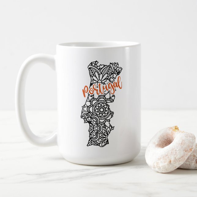 Mug Portugal Floral Mandala Silhouette (Avec donut)