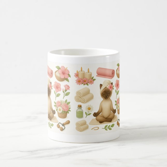 Mug Pose de yoga pour Amoureux de les chats siamois (Centre)