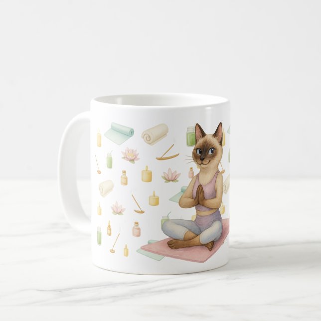 Mug Pose de yoga pour Amoureux de les chats siamois (Devant gauche)