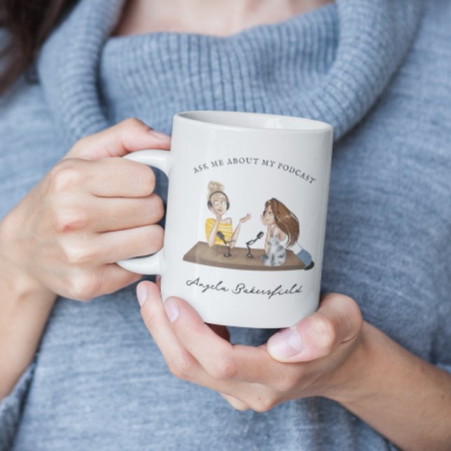 Mug Posez-moi des questions sur mon Podcast | Monogram (Créateur téléchargé)