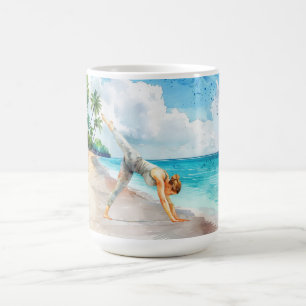 Mug Position de yoga au bord de la plage