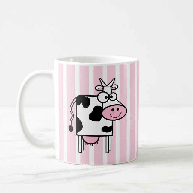 Mug Poster de animal de fille de vache souriante (Gauche)