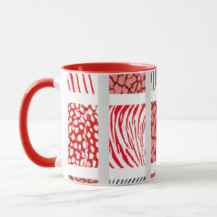 Mug Poster de animal mixte blanc et rouge