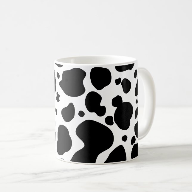 Mug Poster de animal noir et blanc de motif de taches (Devant droit)