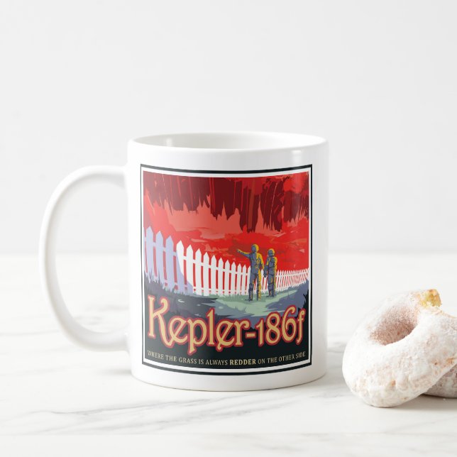 Mug Poster De L'Espace Rétro De Kepler-186f. (Avec donut)