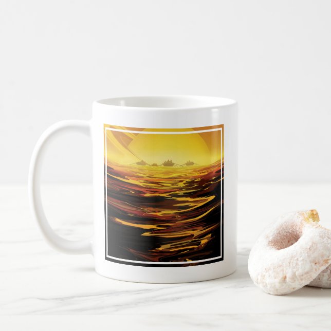 Mug Poster de l'espace rétro - La plus grande lune de  (Avec donut)