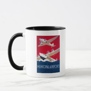 Mug Poster vintage municipal d'aéroport de New York