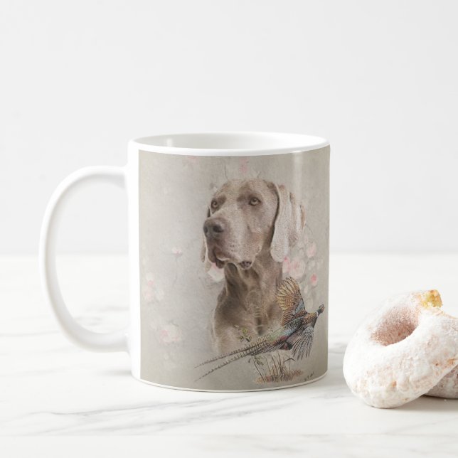 Mug Poster Weimaraner Tapestry Bouton d'impression acr (Avec donut)