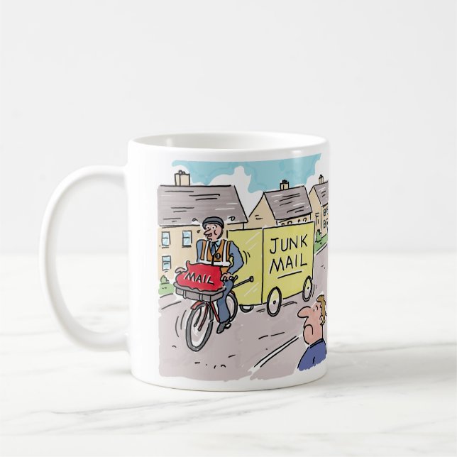 Mug Postman avec Dessin de Courrier indésirable. (Gauche)