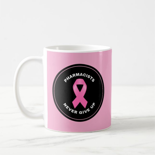 Mug Pot de café pharmaciste à ruban rose personnalisé (Gauche)