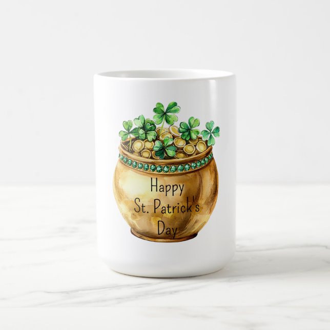 Mug Pot de terre vert de trèfles Saint-Patrick   (Centre)