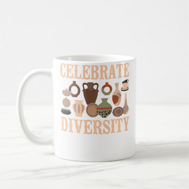 Mug Pottery Ceramics Artist Celebrate Diversity (Gauche)