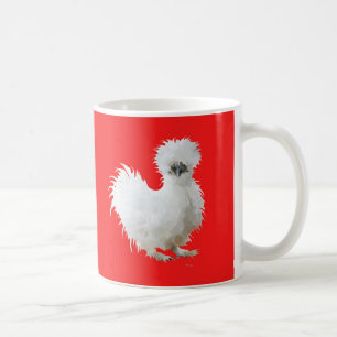 Mug Poule Soie sur Fond Rouge