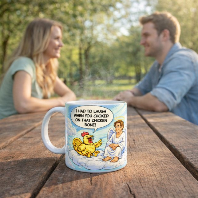 Mug Poulet d'ange dans la blague du paradis (Créateur téléchargé)